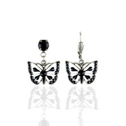 Black and White Butterfly Earrings Swarovski Crystal