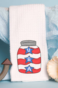 USA Patriotic Jar Waffle Weave Towel